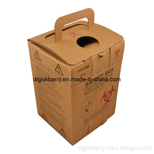 2.5L Safety Box for Hospital Sharps, Used Syringes (Brown Color)